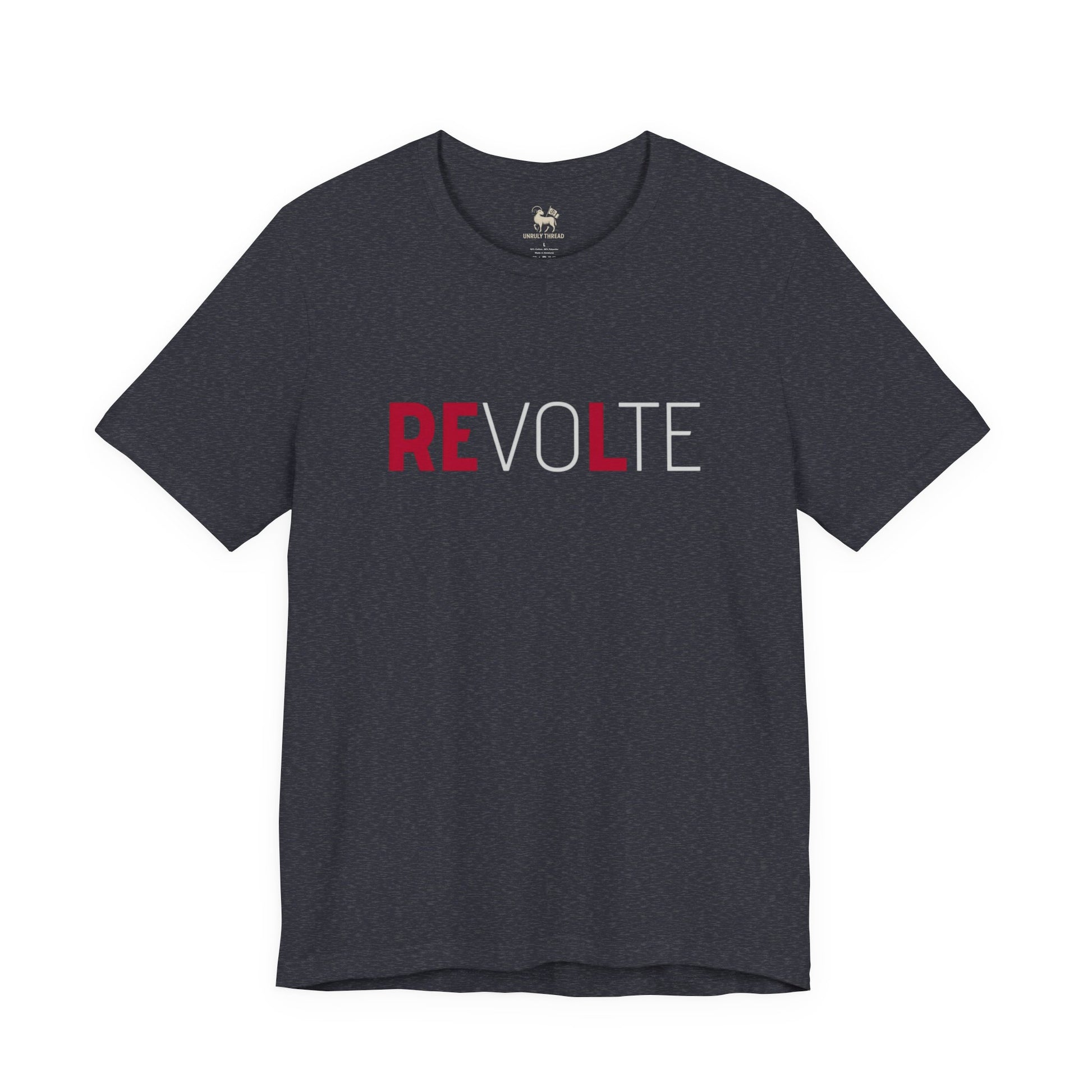 Folded VOTE → REVOLT Truth Demand tee by Unruly Thread.